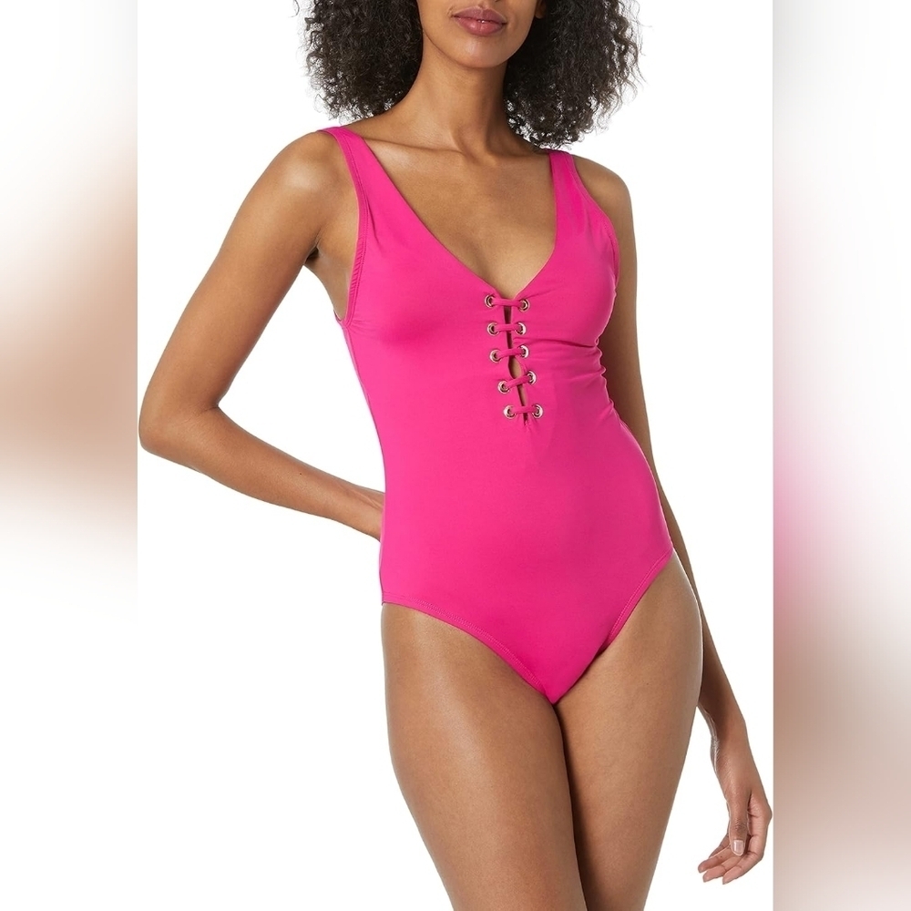 Tahari Pink Lace-Up Women's Swimsuit